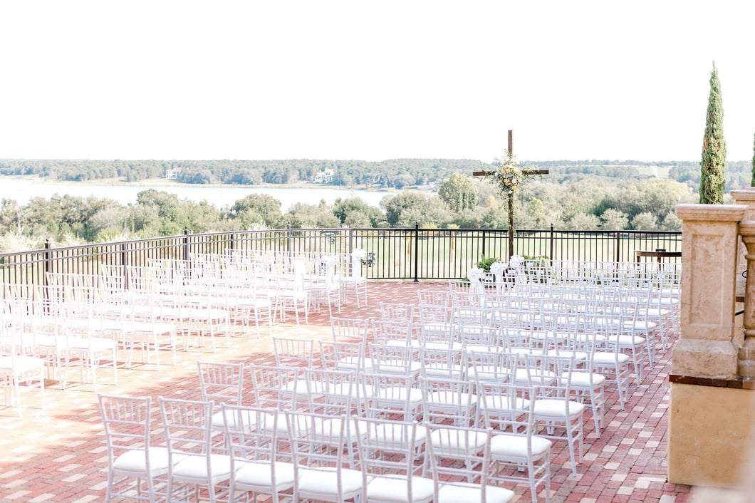 Ballroom Verandah Ceremony Setup With Cross