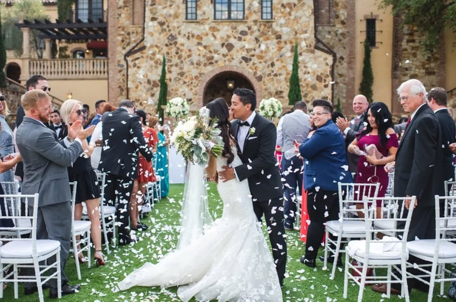 Celebrating a Bella Collina Wedding Flower Petals Grand Lawn