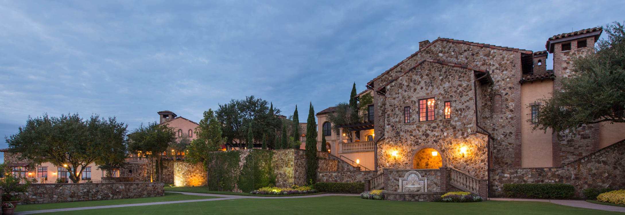 Wide Shot of Bella Collina Grand Lawn Evening